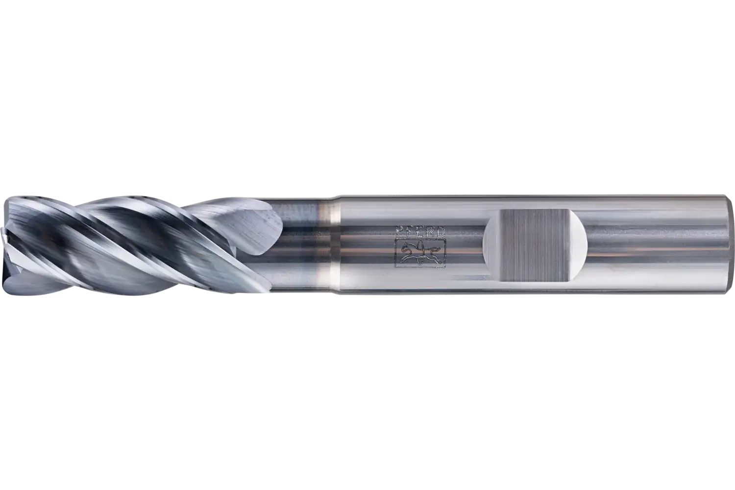 Picture of Pferd .03" Radiused End Mill, 4 flutes, 3/8" Dia, 3/4" APMX, 2-1/2" OAL, Weldon shank